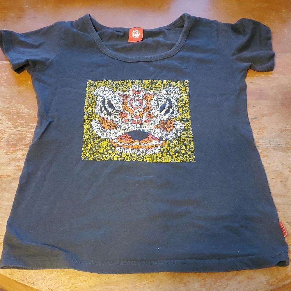 Navy Blue  T-Shirt with Tiger Print